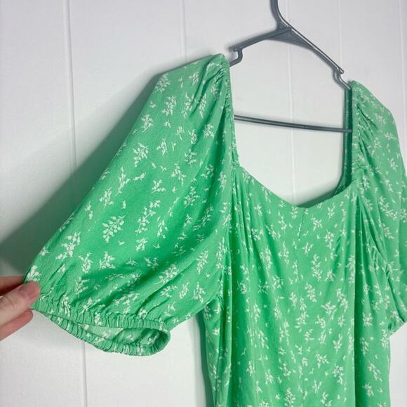 & Other Stories Puff Sleeve Mini Dress Mint Green Spring Floral Women’s Size 12 - Picture 4 of 8
